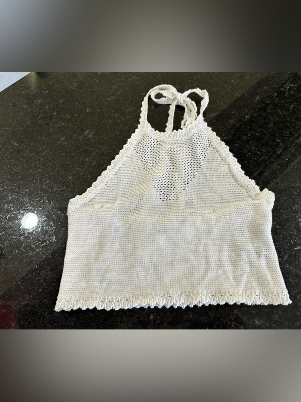 aerie Cream Crochet Halter Crop Top